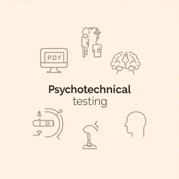 Psikoteknik test kavramı illüstrasyonu - bilgisayar beyin direksiyon simgeleri